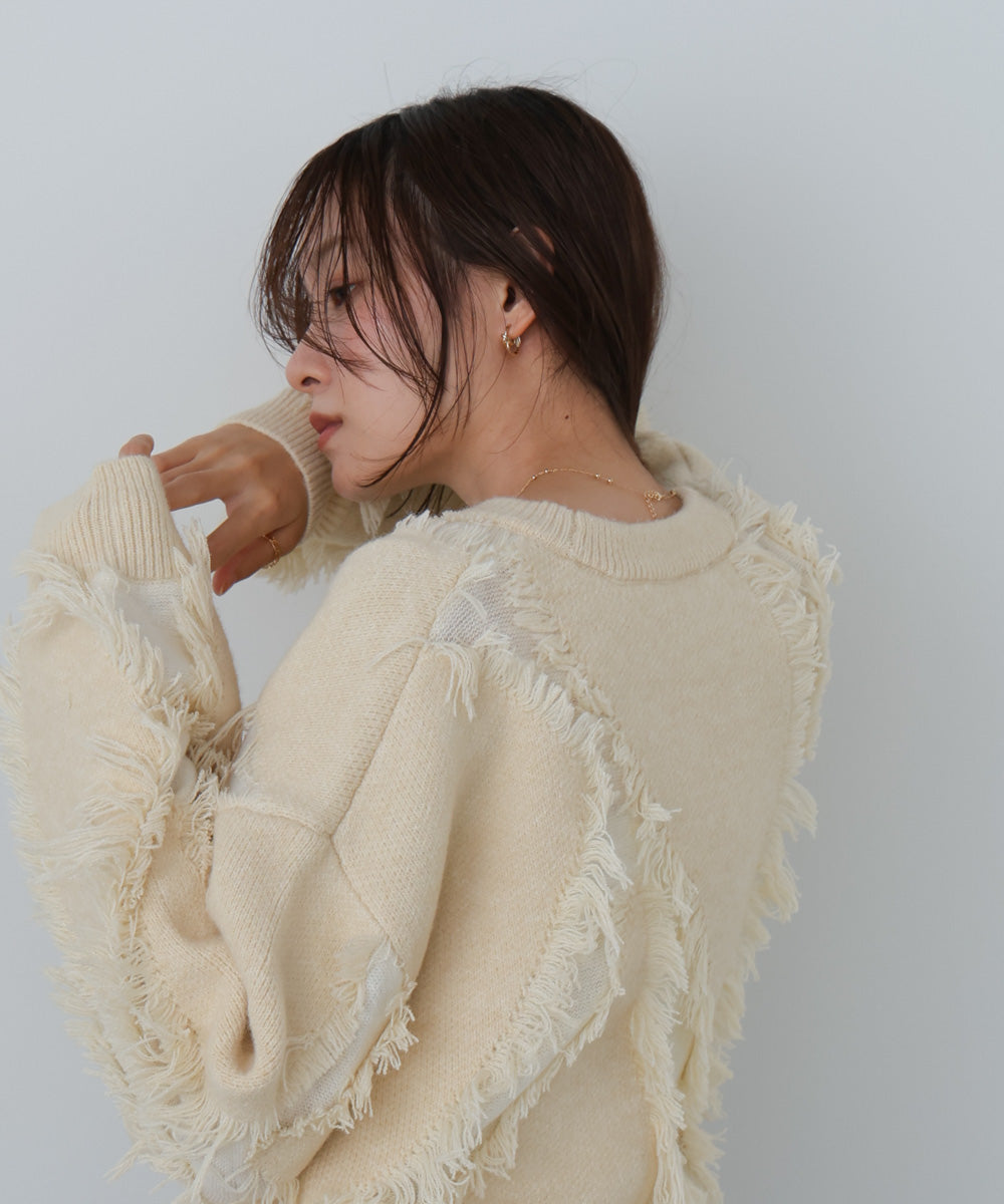 シャギージャガードニットトップス