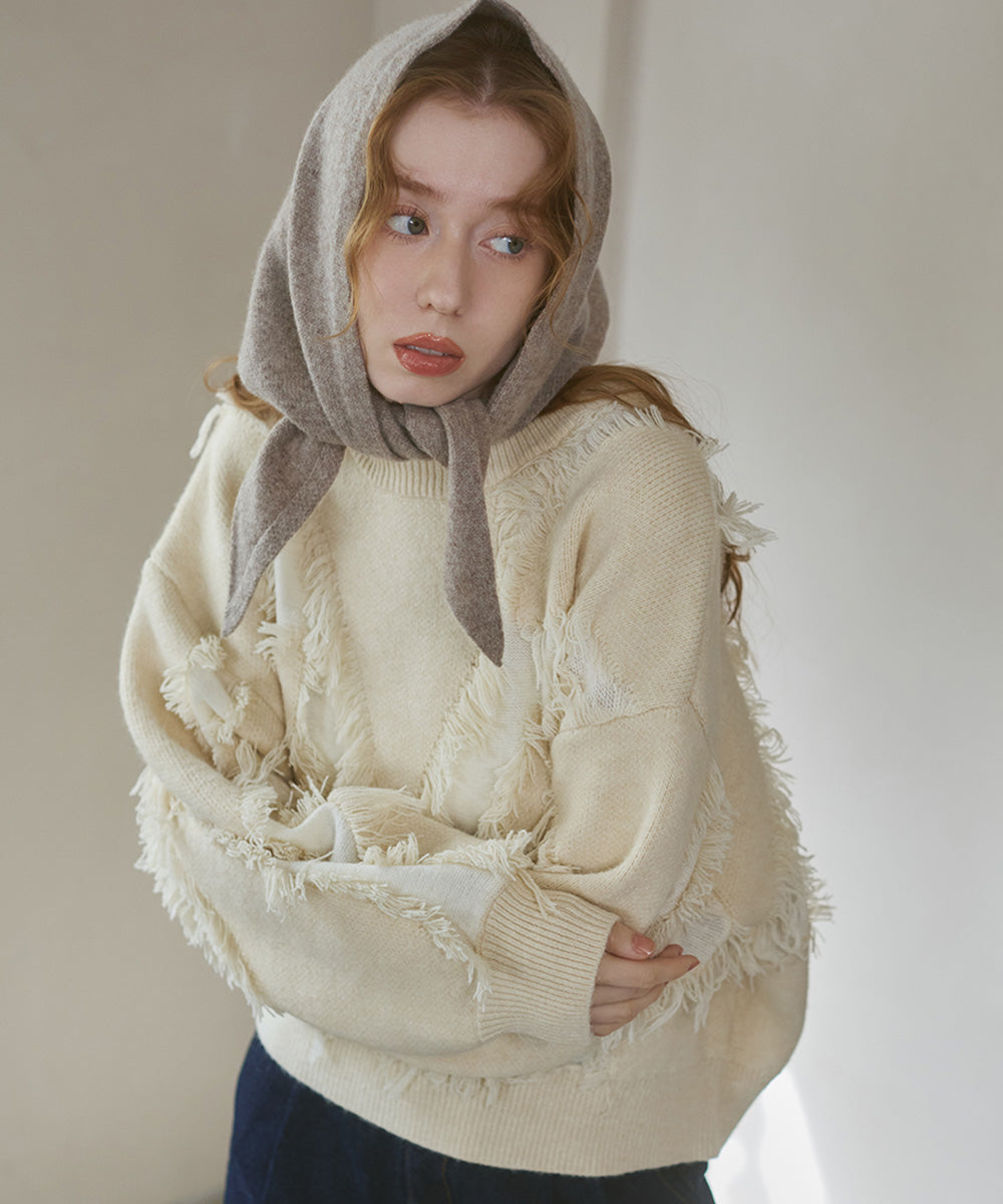 シャギージャガードニットトップス