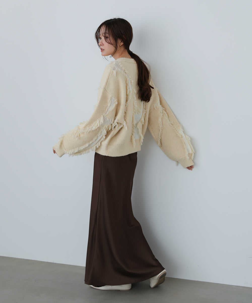 シャギージャガードニットトップス