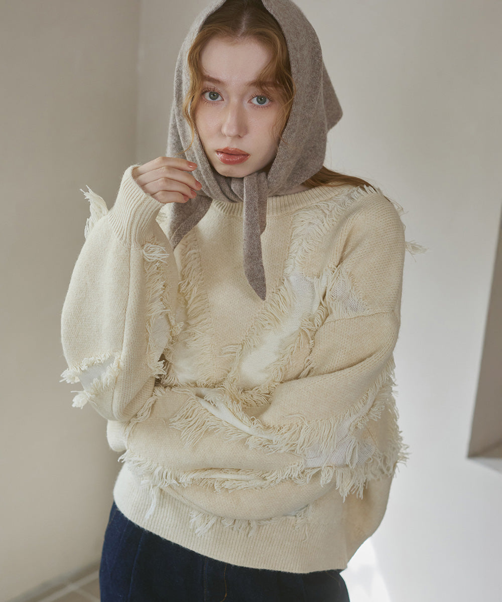 シャギージャガードニットトップス