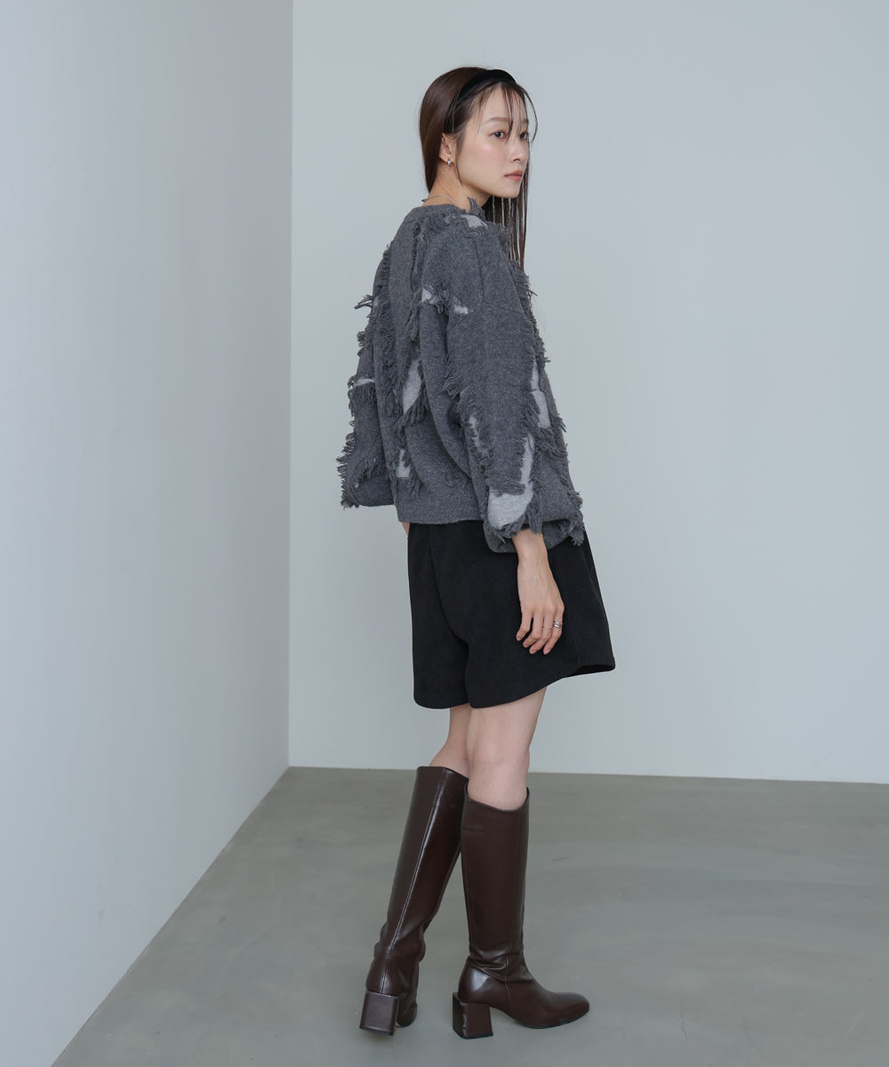 シャギージャガードニットトップス