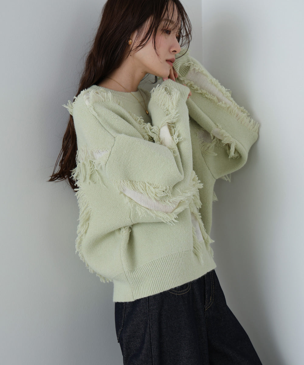 シャギージャガードニットトップス