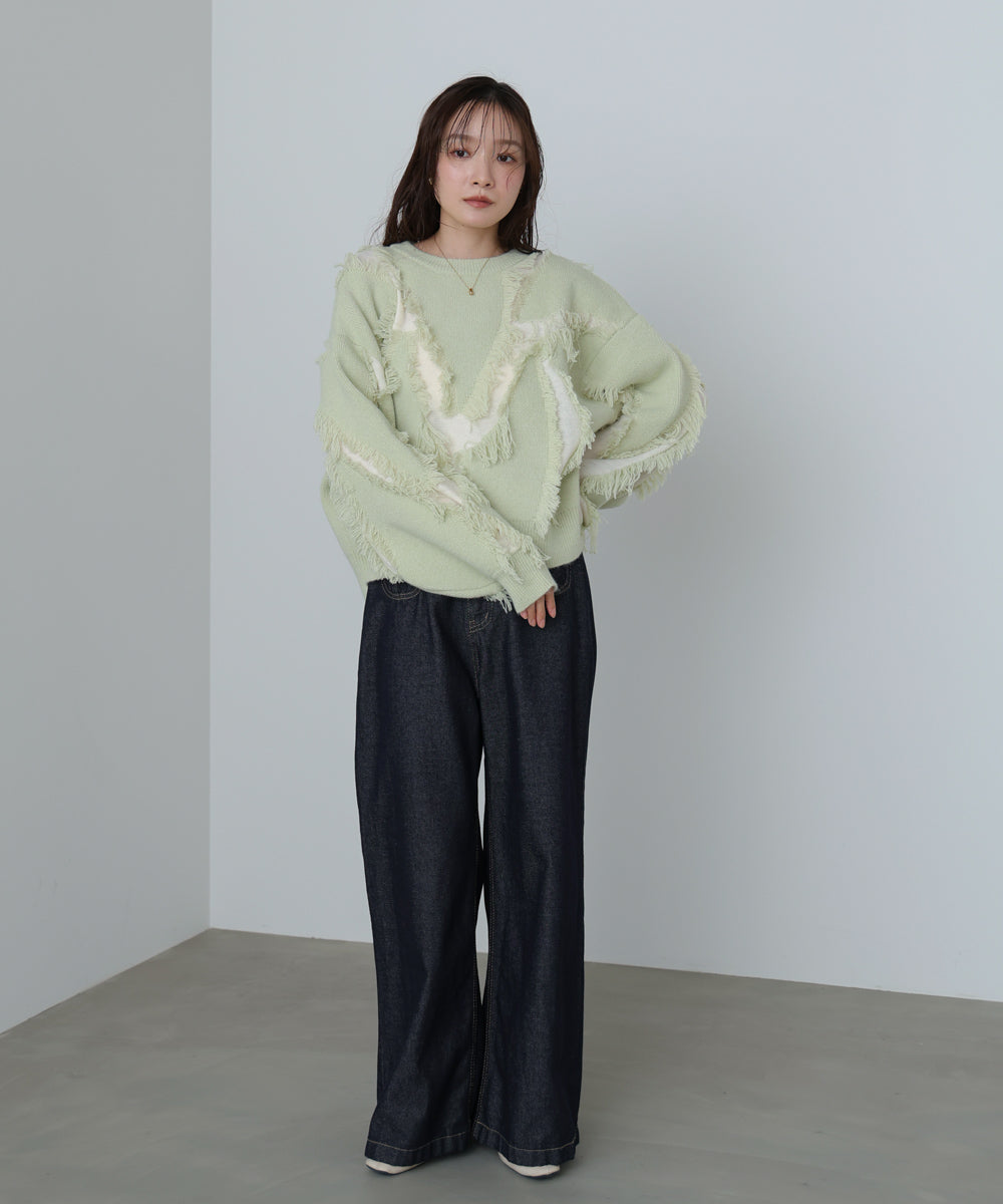 シャギージャガードニットトップス