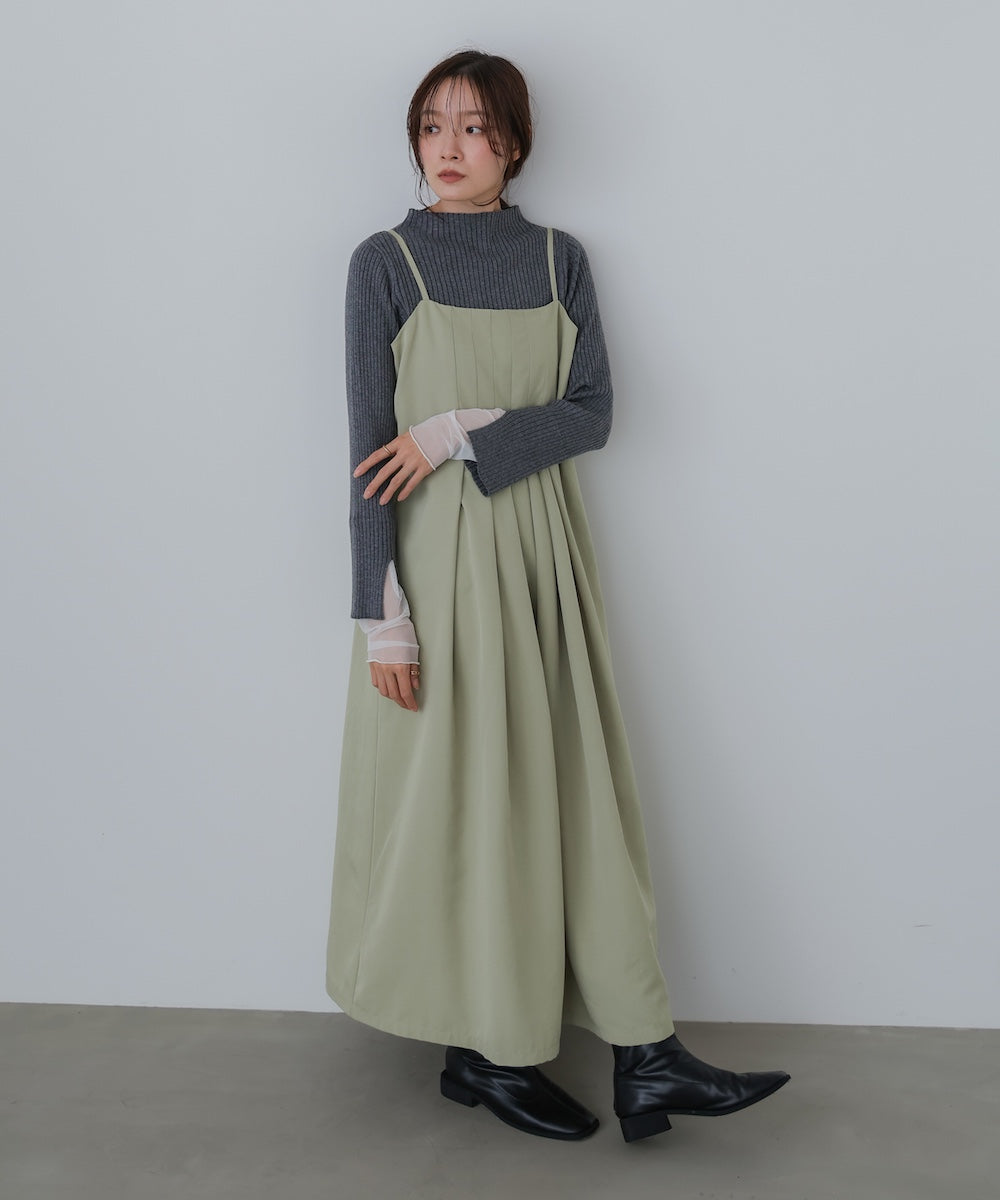 【選べるネック】チュールレイヤードリブニット