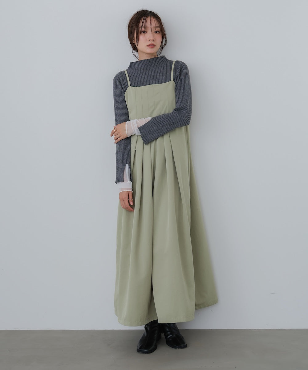 【選べるネック】チュールレイヤードリブニット