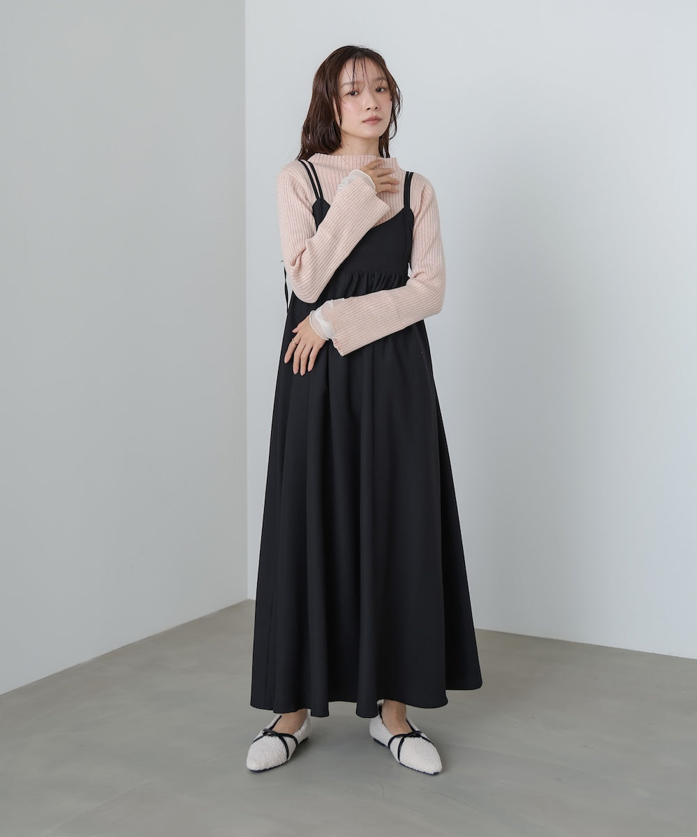 【選べるネック】チュールレイヤードリブニット