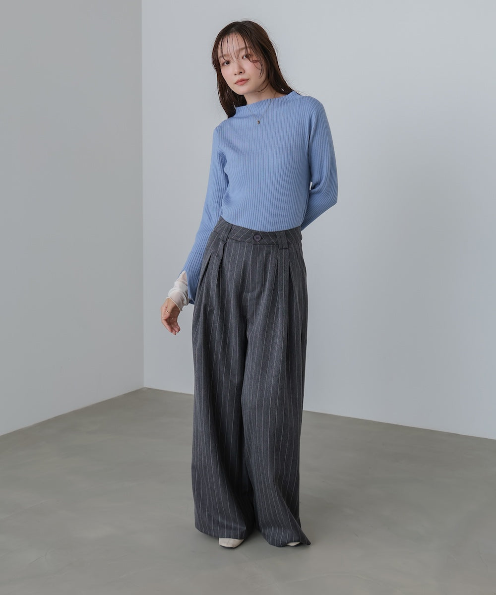 【選べるネック】チュールレイヤードリブニット