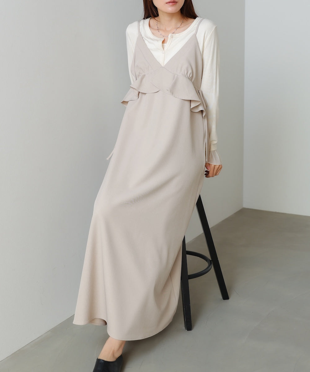 ペプラムキャミワンピース