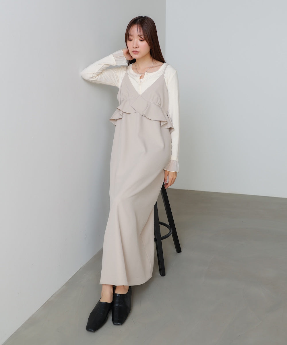 ペプラムキャミワンピース