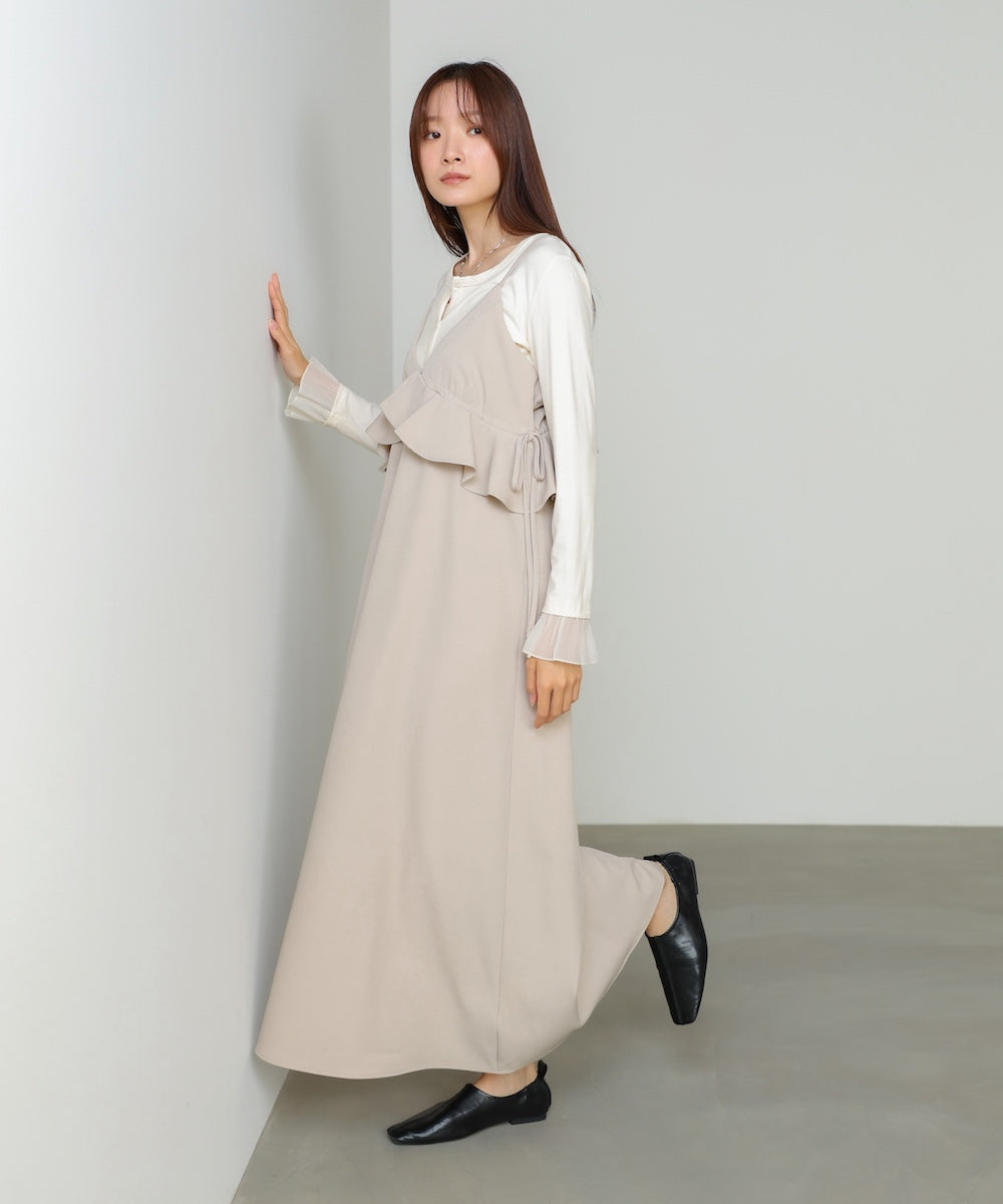 ペプラムキャミワンピース