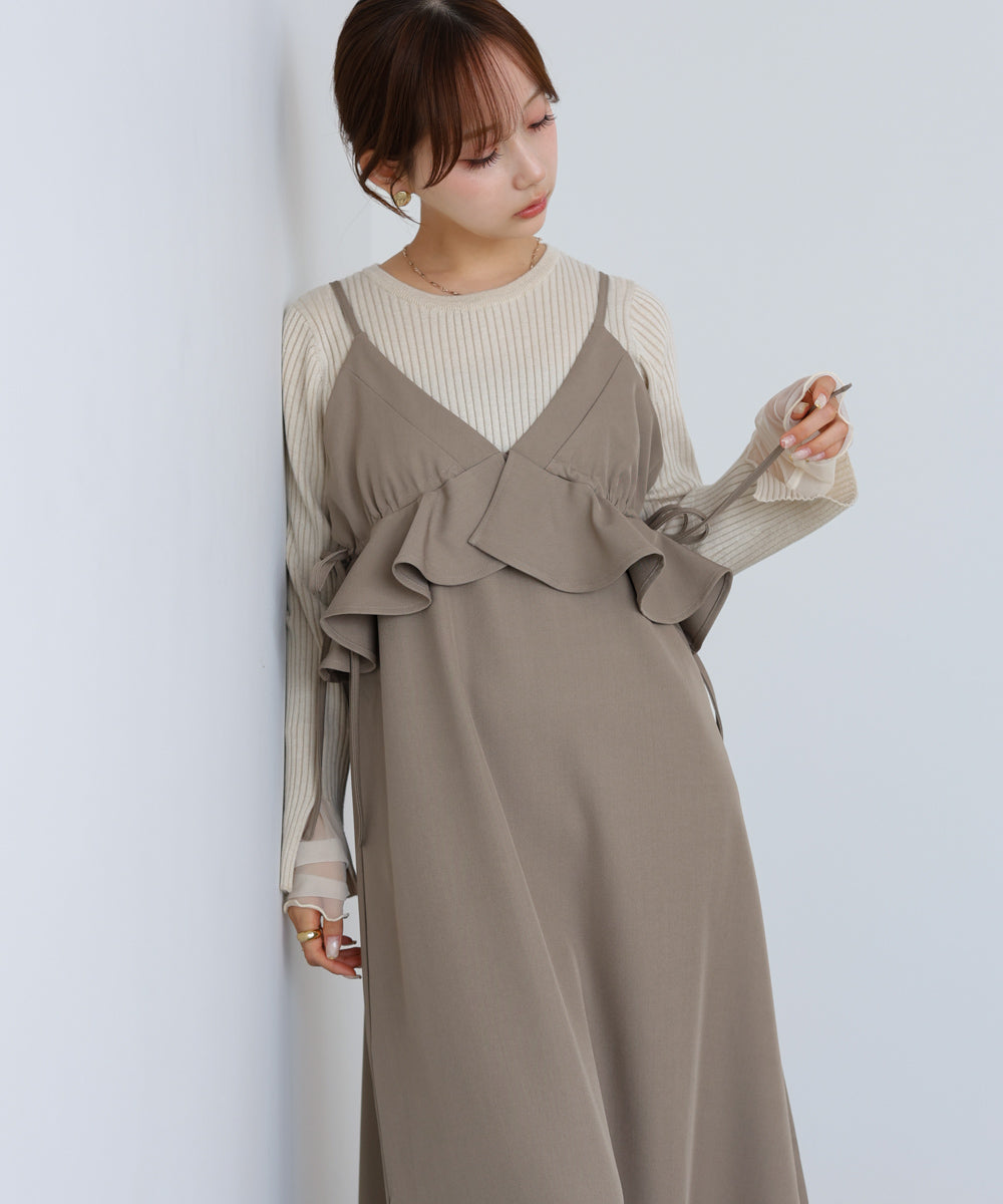 ペプラムキャミワンピース