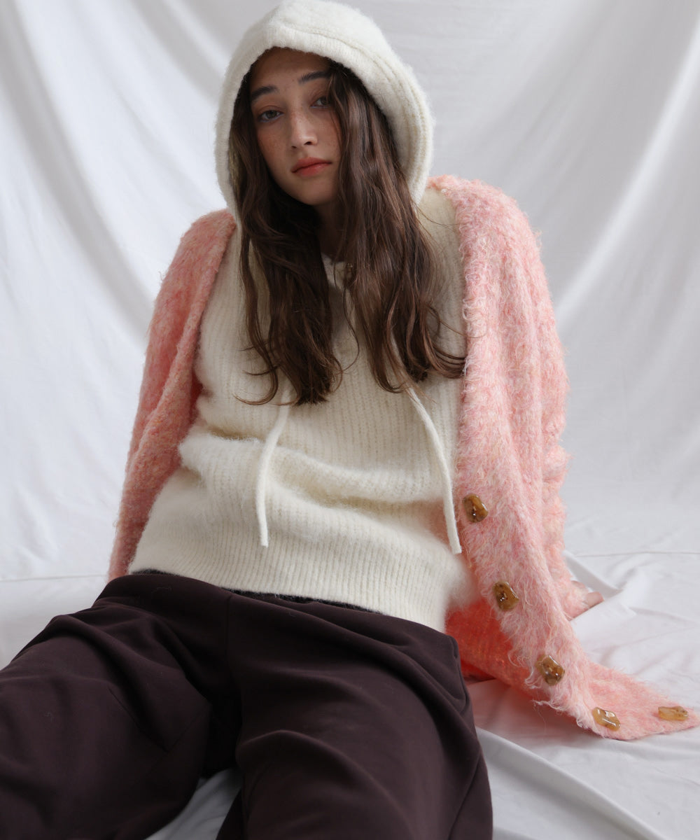 フーディーニットトップス