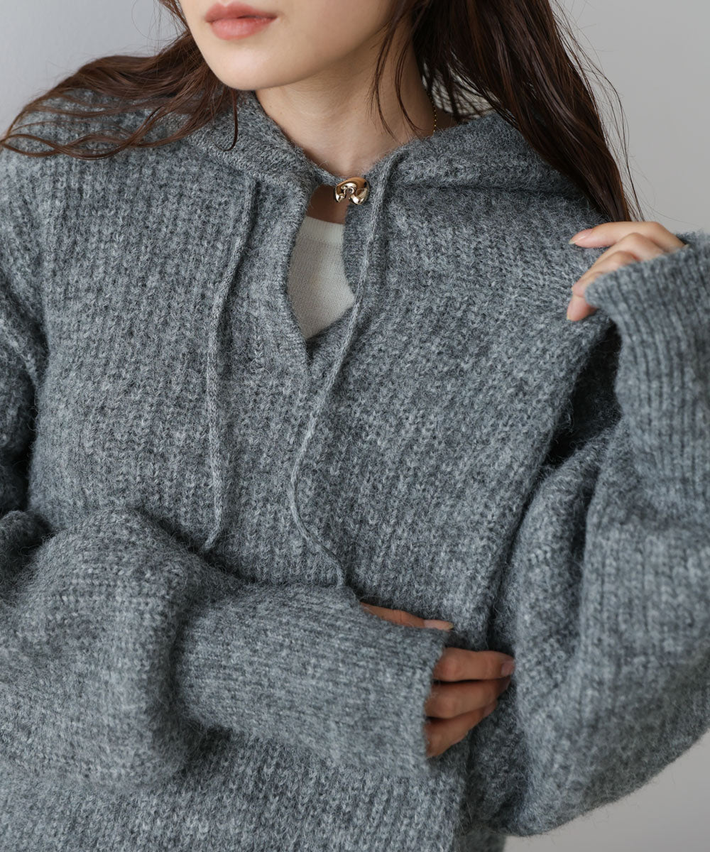 フーディーニットトップス