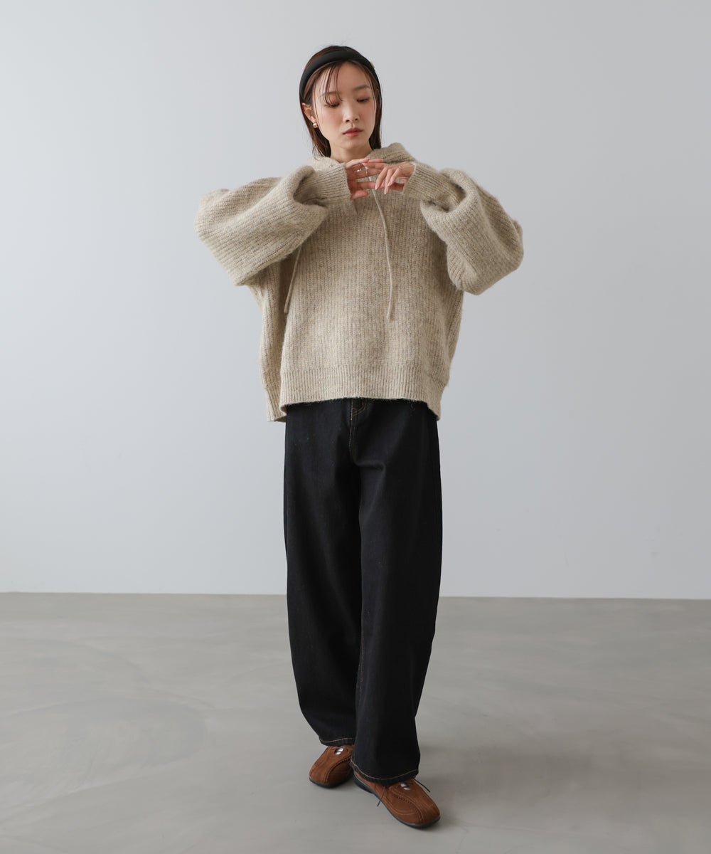 フーディーニットトップス