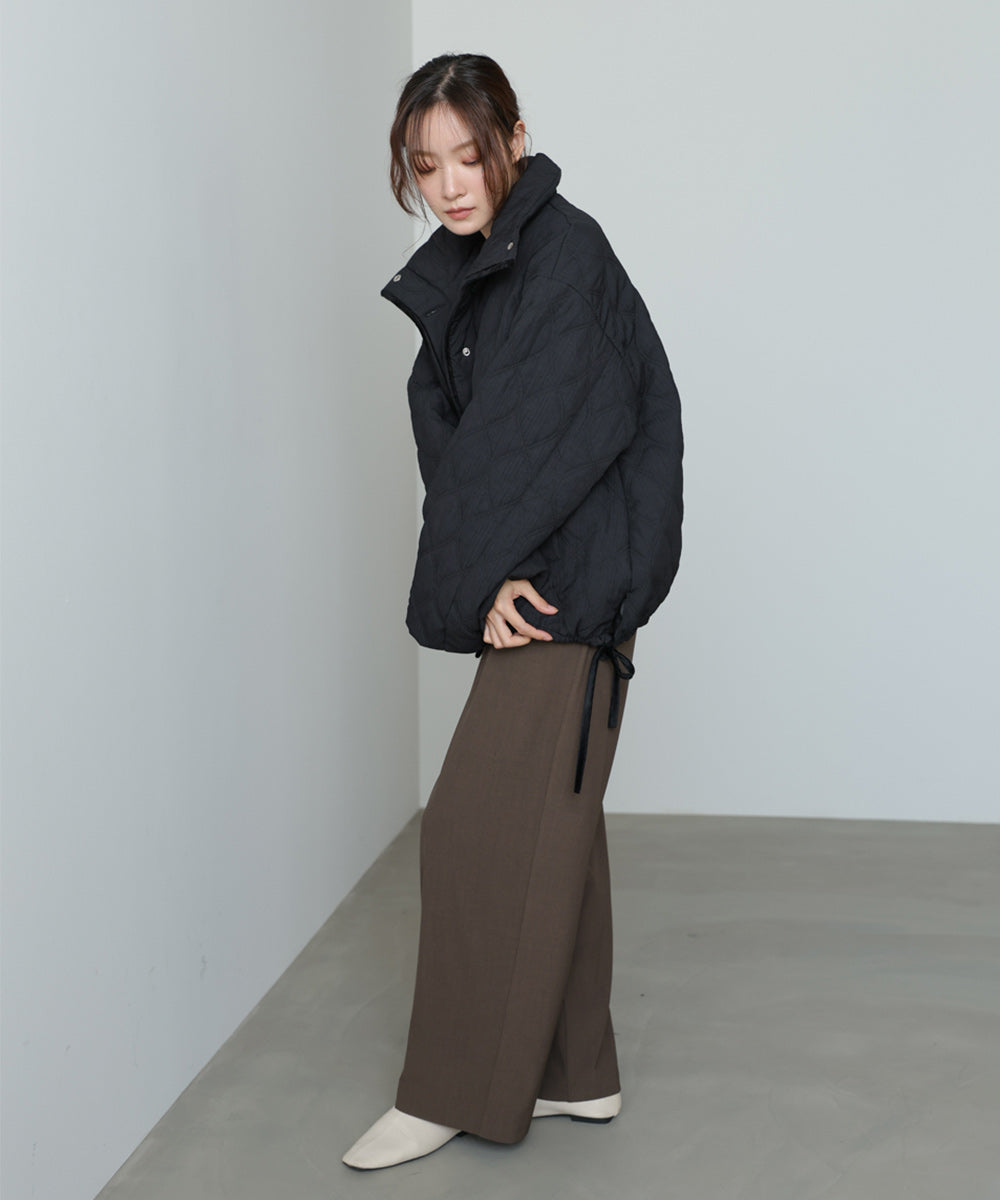 ウェーブキルティング中綿ミドルコート