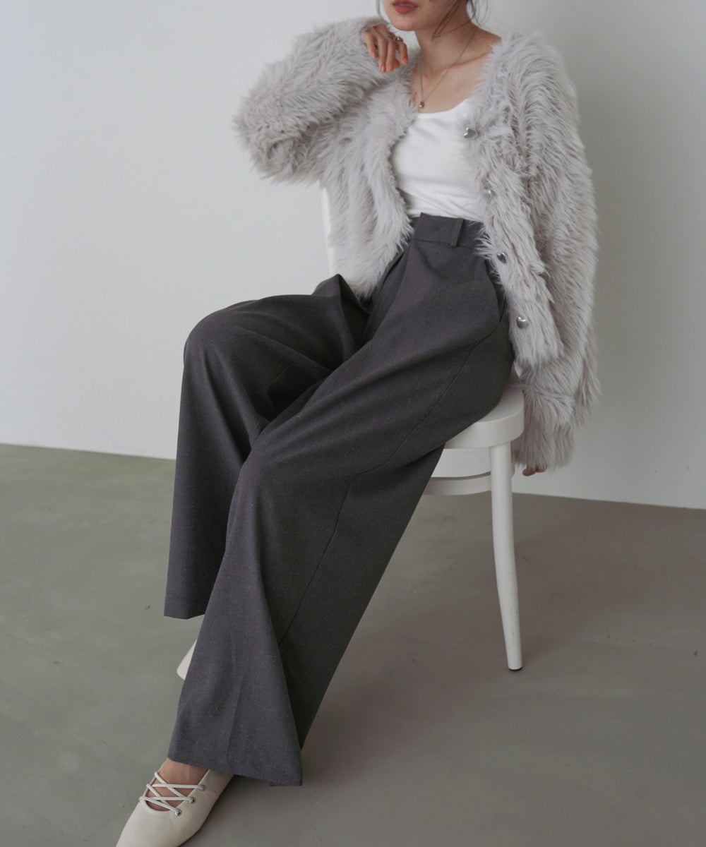 フロントワイドタックネップ入ワイドパンツ