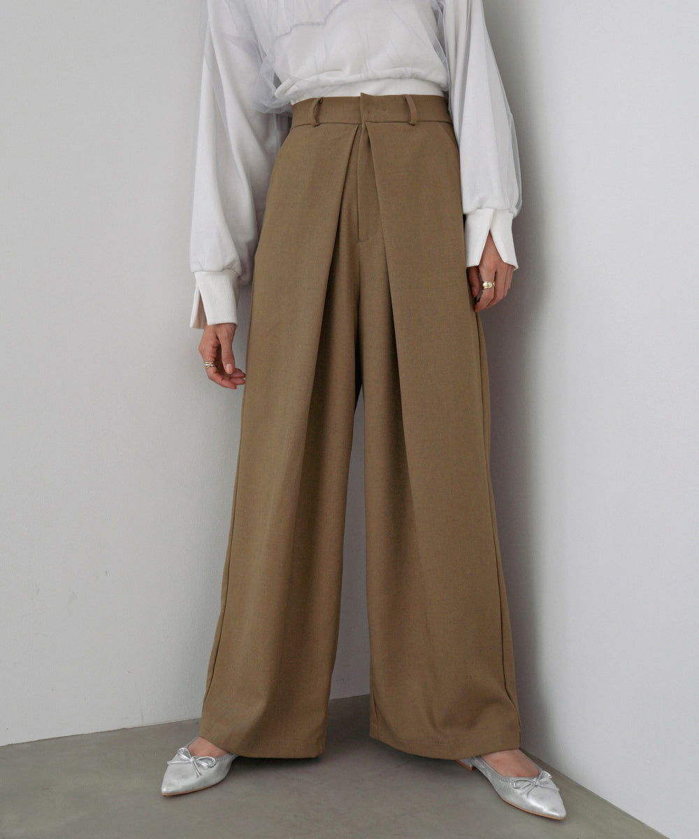 フロントワイドタックネップ入ワイドパンツ