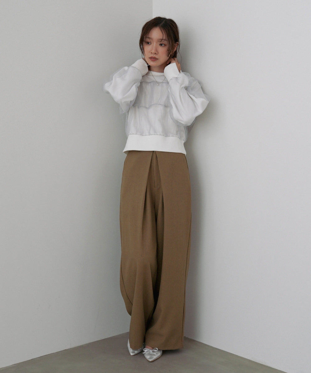 フロントワイドタックネップ入ワイドパンツ