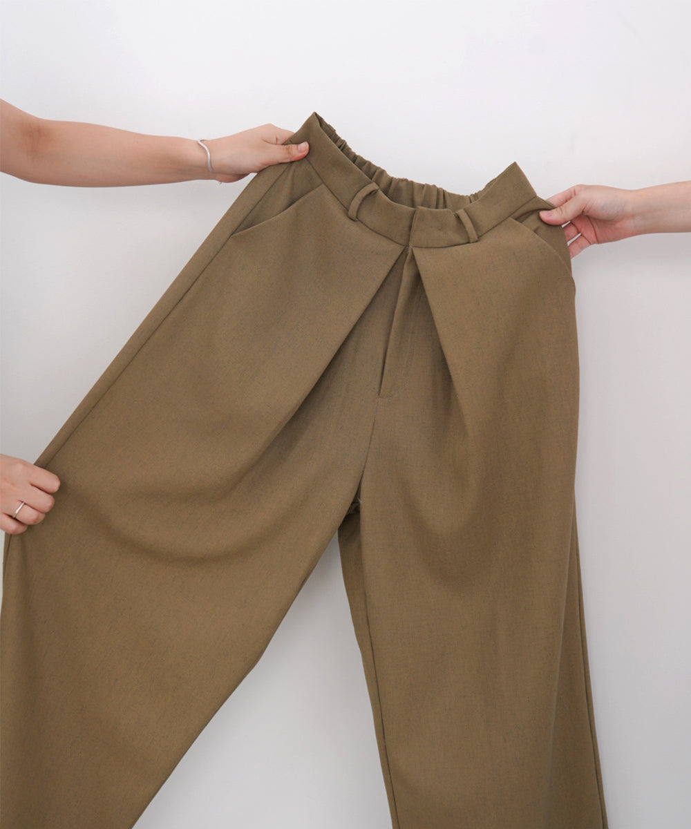 フロントワイドタックネップ入ワイドパンツ