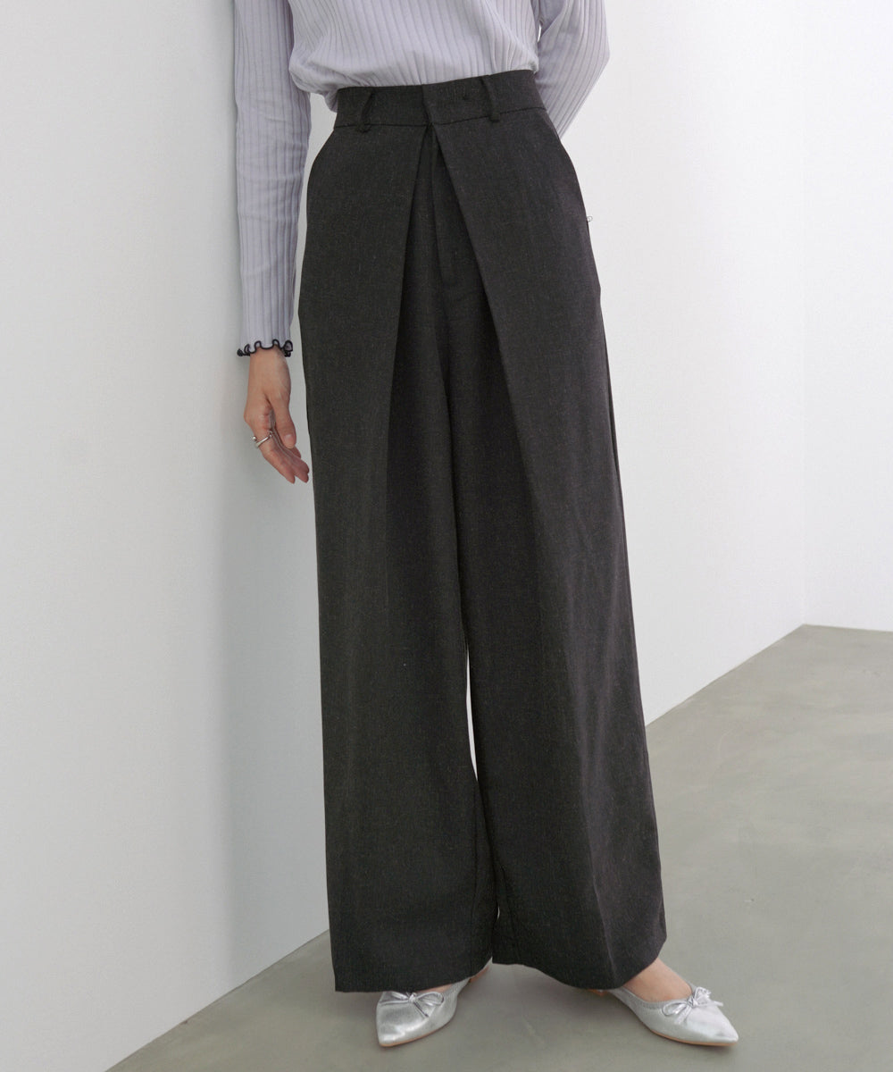 フロントワイドタックネップ入ワイドパンツ
