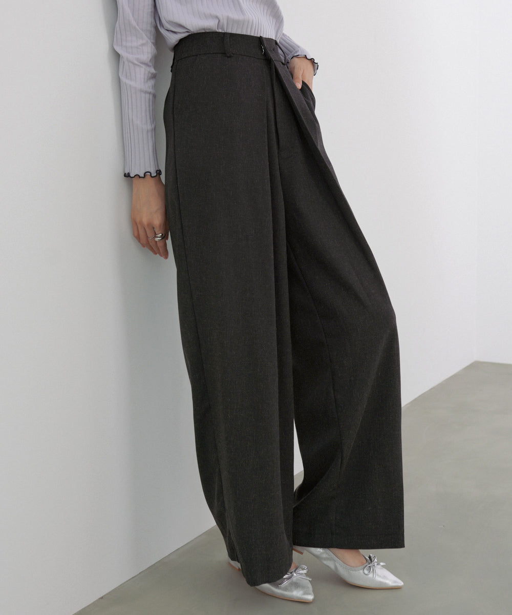 フロントワイドタックネップ入ワイドパンツ