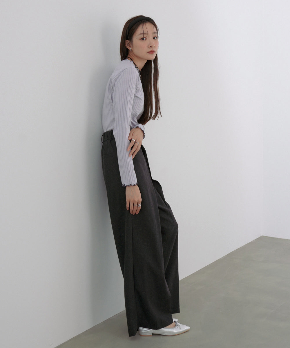 フロントワイドタックネップ入ワイドパンツ
