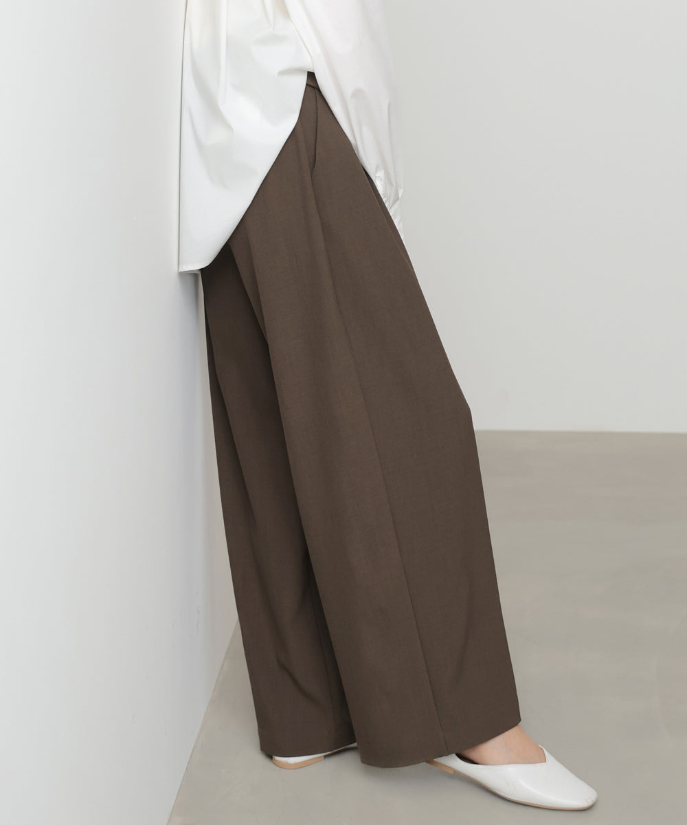 ウエストフラップ釦ワイドタックパンツ