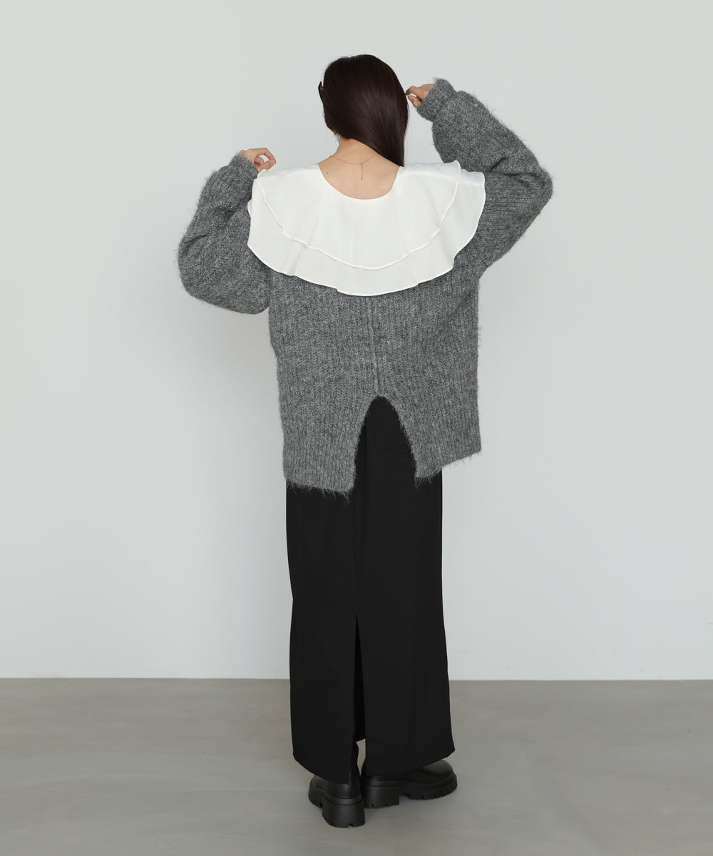 ワイドVネックルーズニットプルオーバー