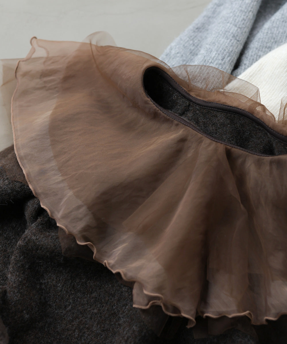 チュールラッフルカラーニットトップス