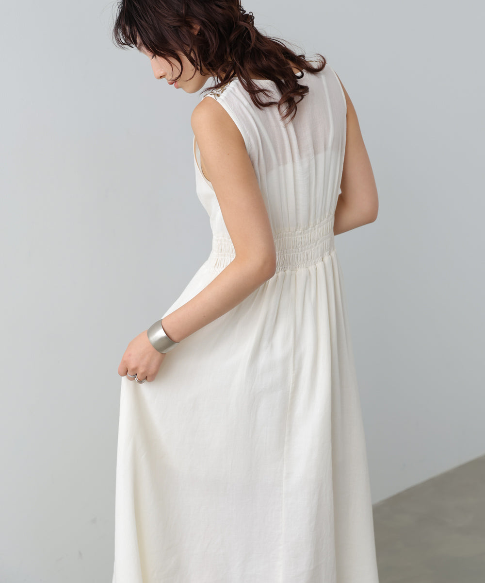 【選べるサイズ展開】スカラップ刺繍ウエストギャザーワンピース