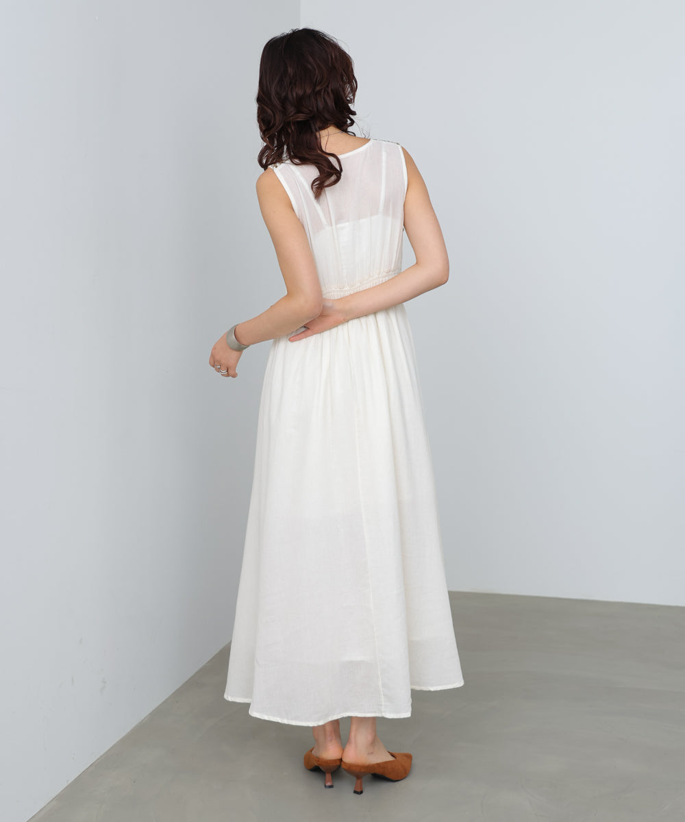 【選べるサイズ展開】スカラップ刺繍ウエストギャザーワンピース