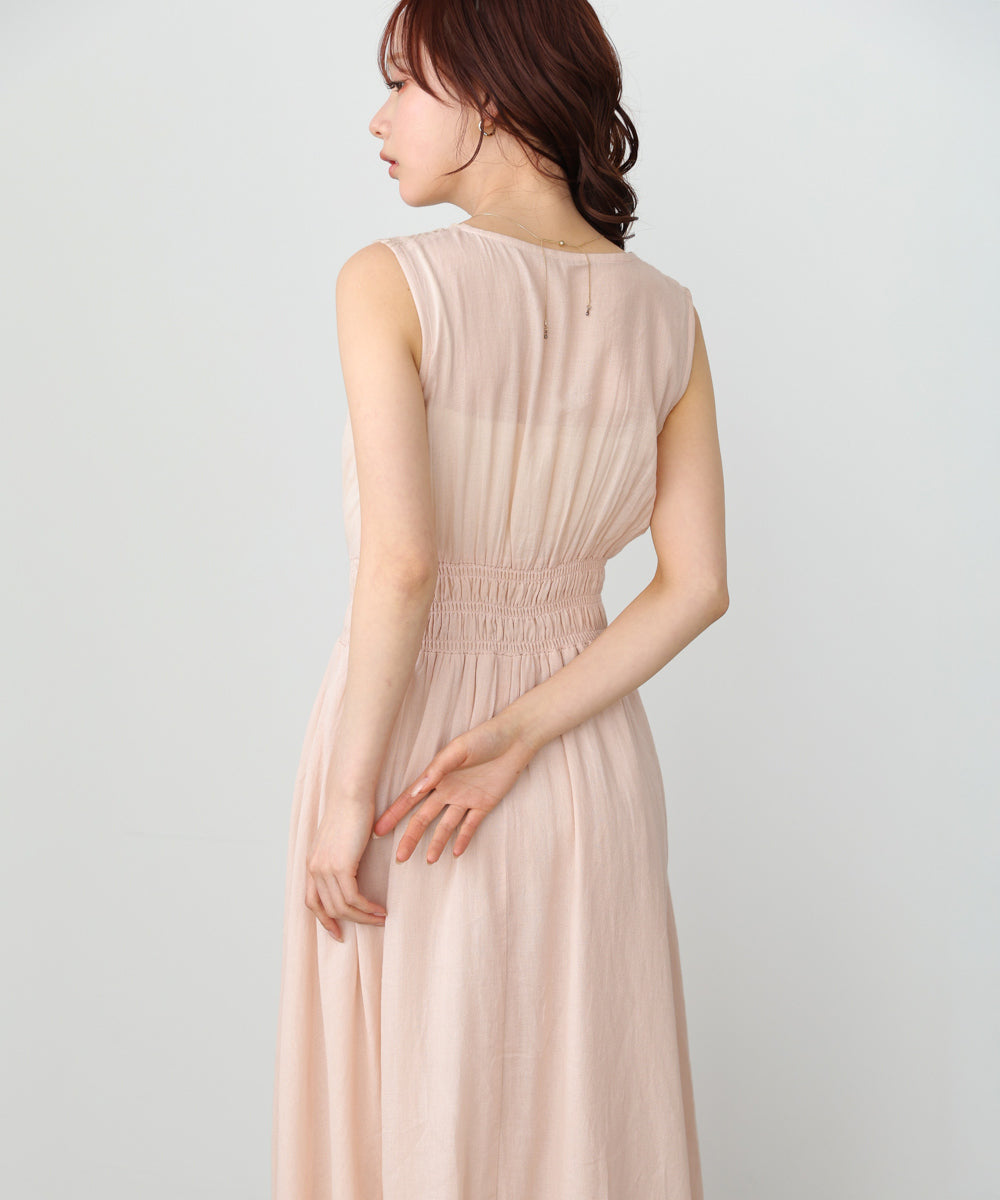 【選べるサイズ展開】スカラップ刺繍ウエストギャザーワンピース