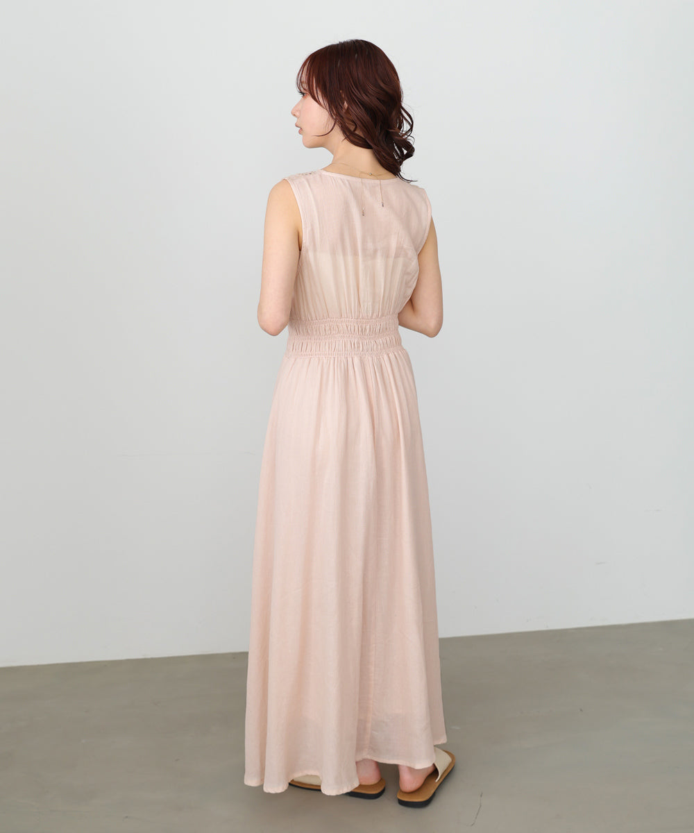 【選べるサイズ展開】スカラップ刺繍ウエストギャザーワンピース