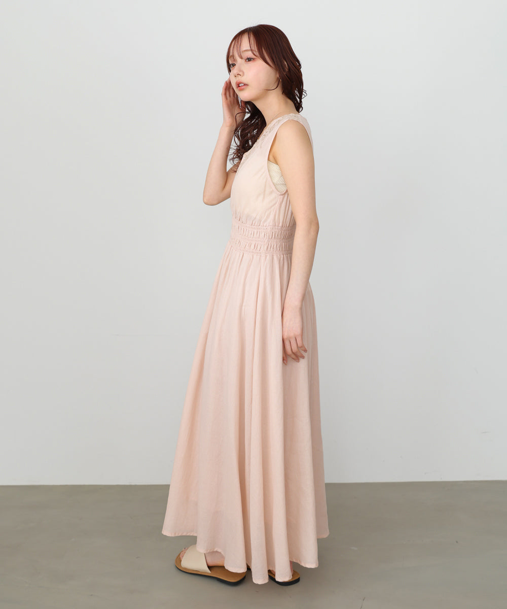 【選べるサイズ展開】スカラップ刺繍ウエストギャザーワンピース