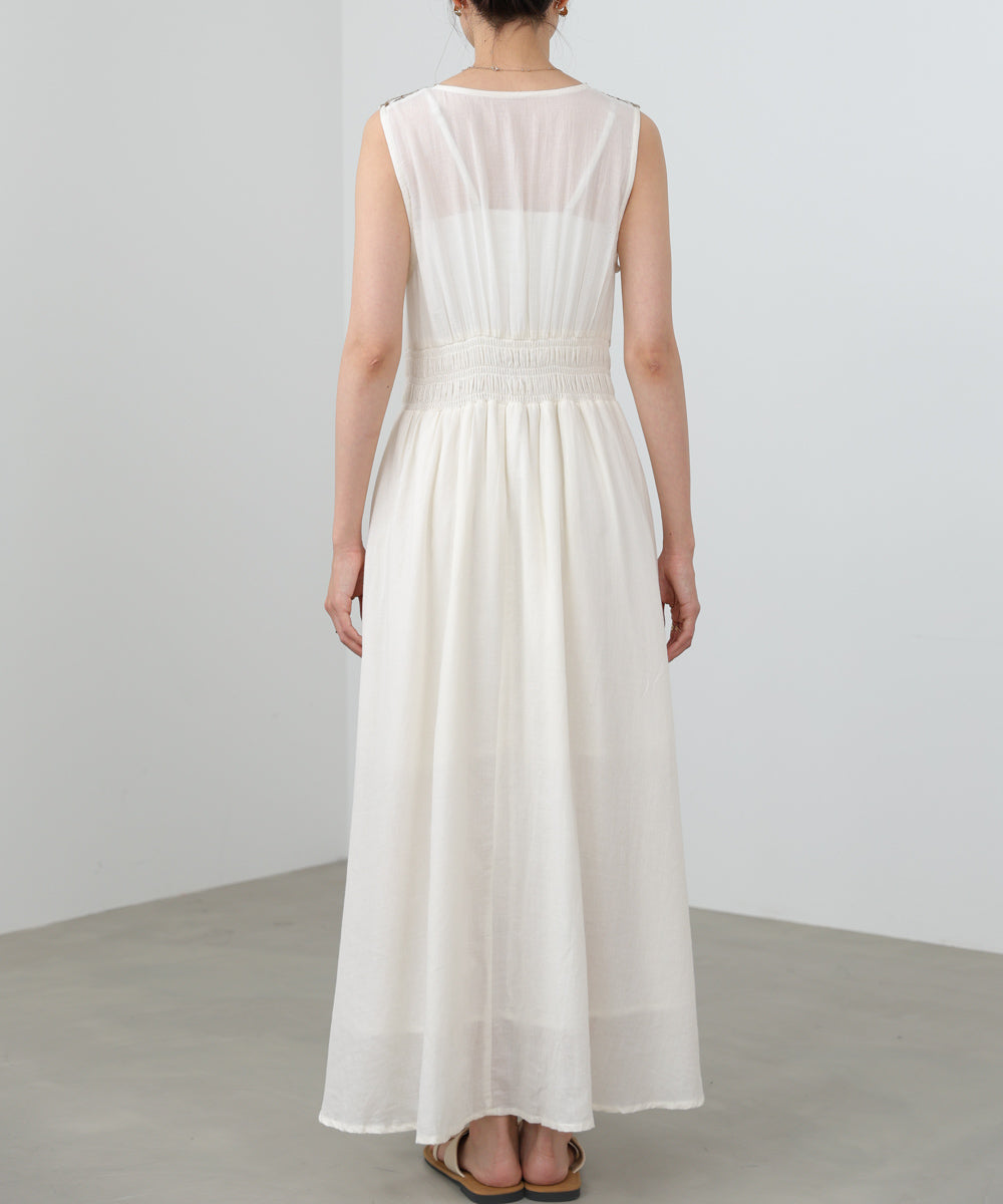 【選べるサイズ展開】スカラップ刺繍ウエストギャザーワンピース