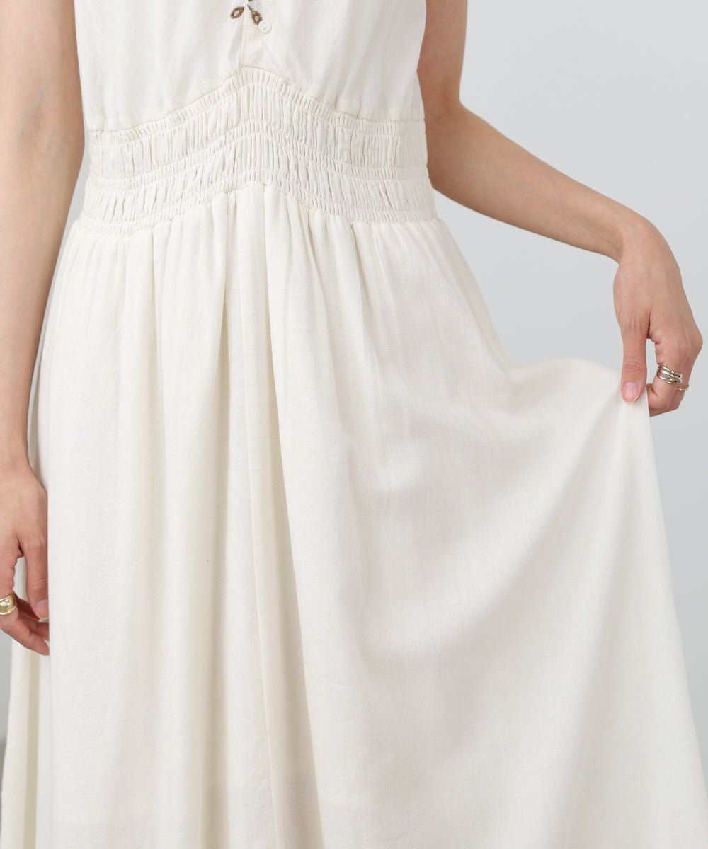 【選べるサイズ展開】スカラップ刺繍ウエストギャザーワンピース