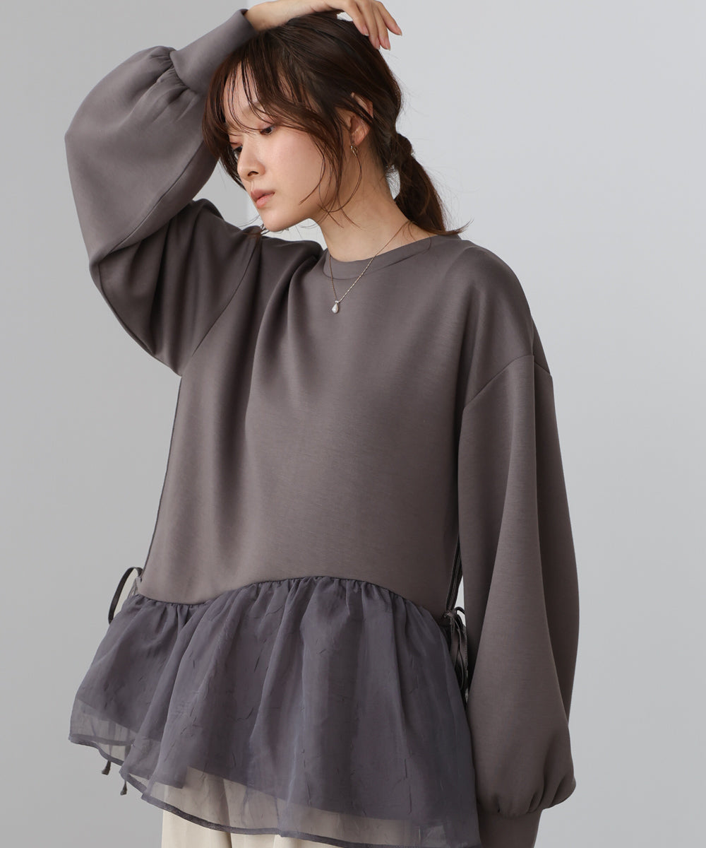 【2026SS】ペプラムオーガンジーポンチトップス