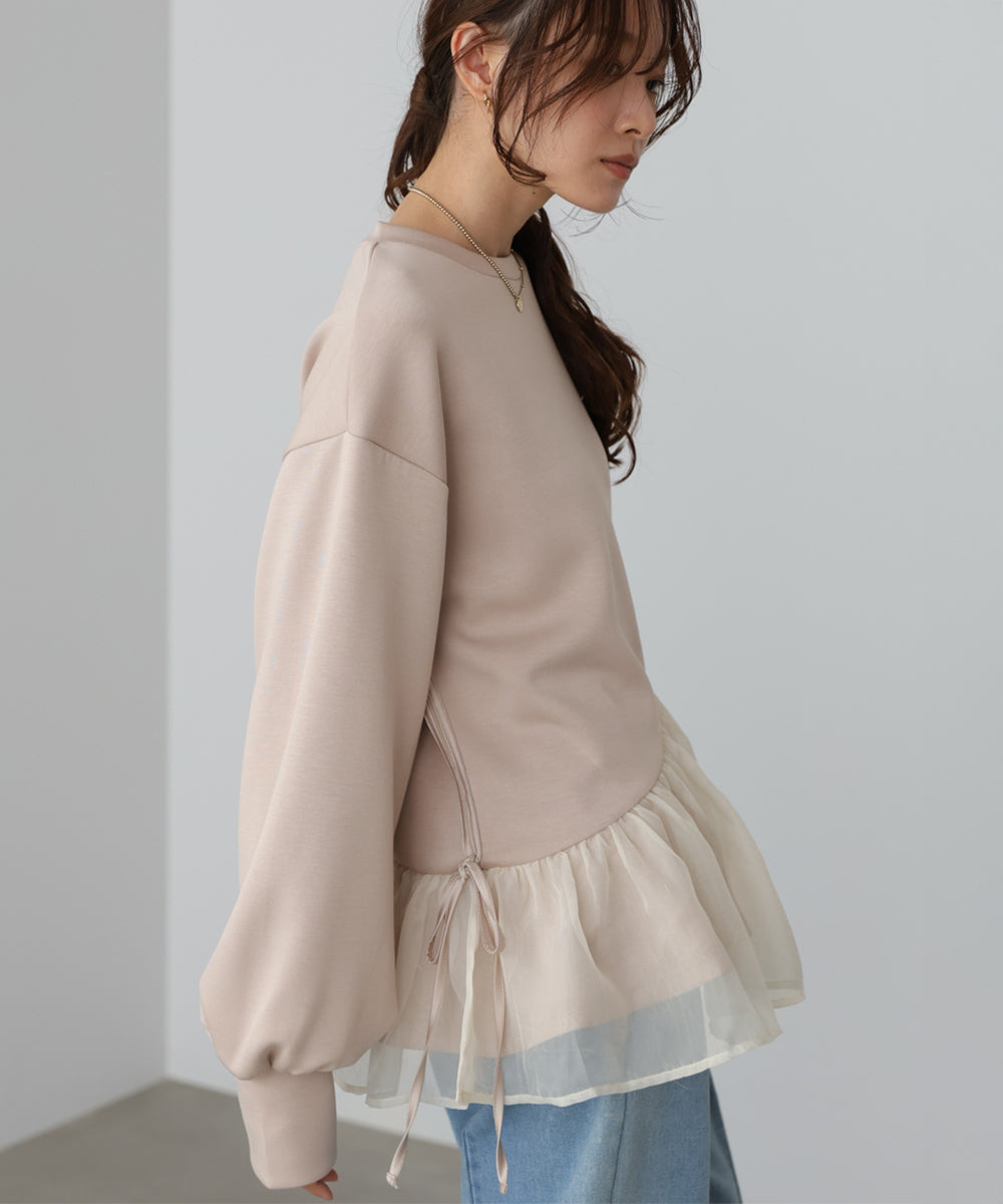ペプラムオーガンジーポンチトップス