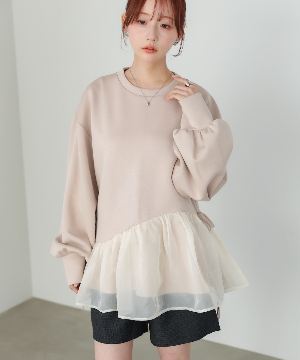 【2026SS】ペプラムオーガンジーポンチトップス