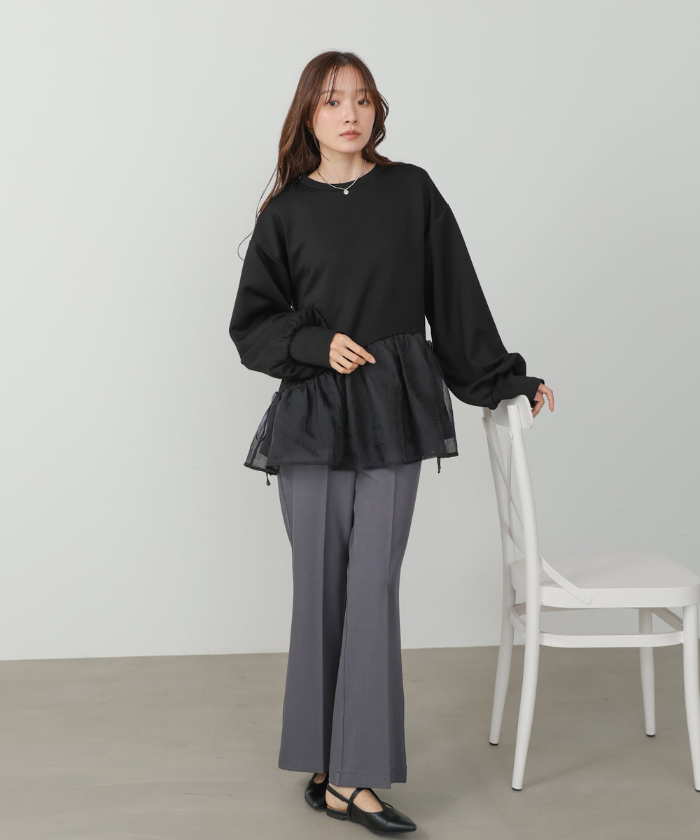 ペプラムオーガンジーポンチトップス