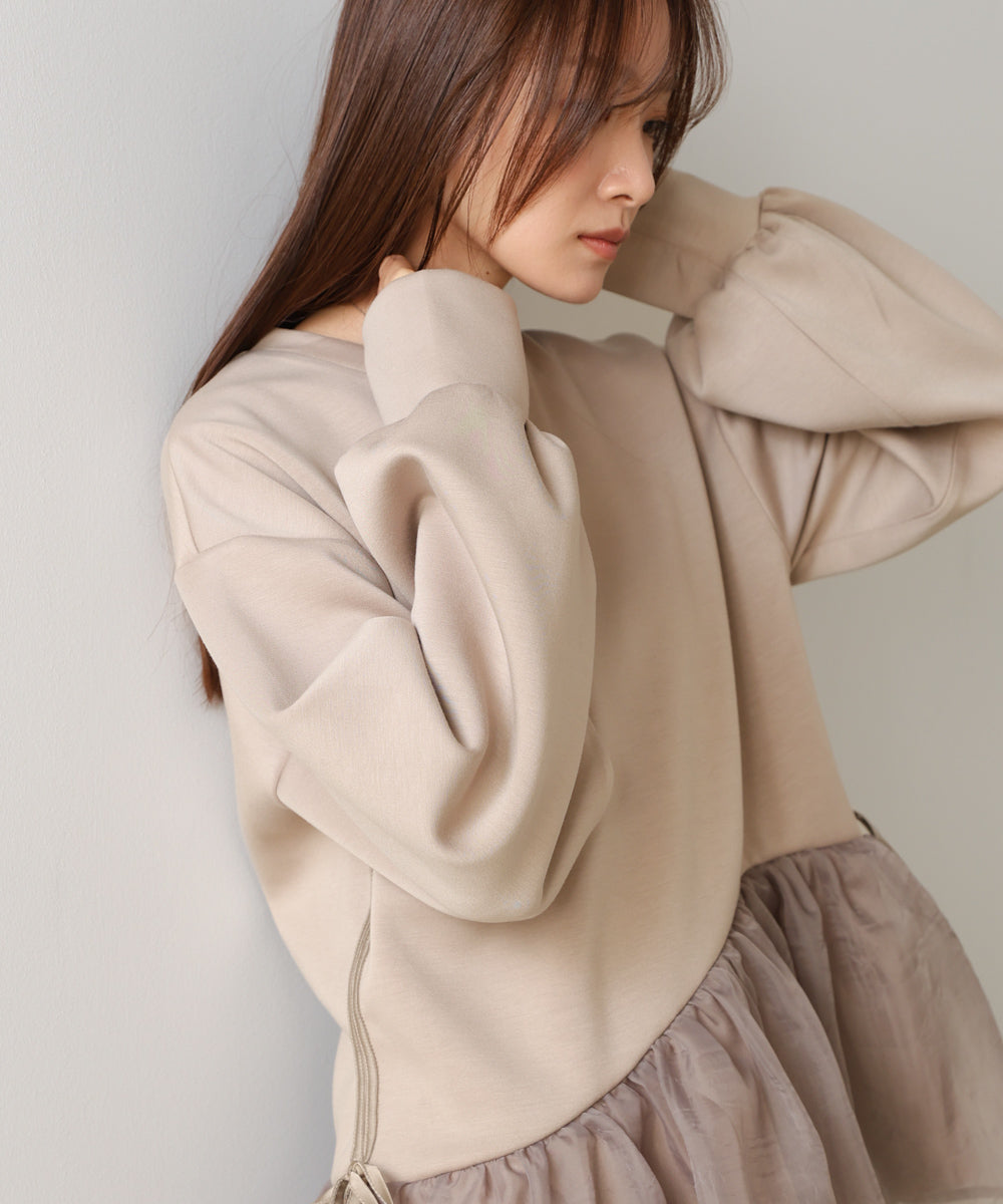 【2026SS】ペプラムオーガンジーポンチトップス