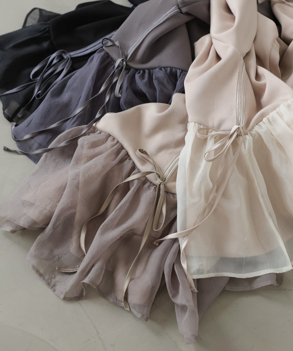 ペプラムオーガンジーポンチトップス