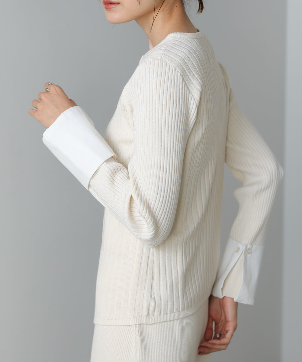【2026SS】リブシャツ袖ニットカーディガン+リブニットワンピース