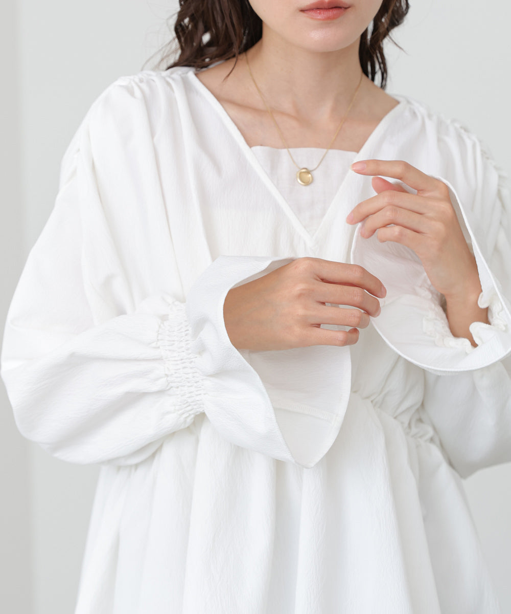 キャンディースリーブギャザーブラウス