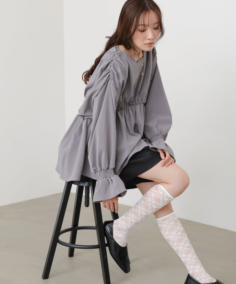 キャンディースリーブギャザーブラウス