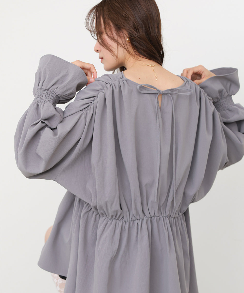 キャンディースリーブギャザーブラウス