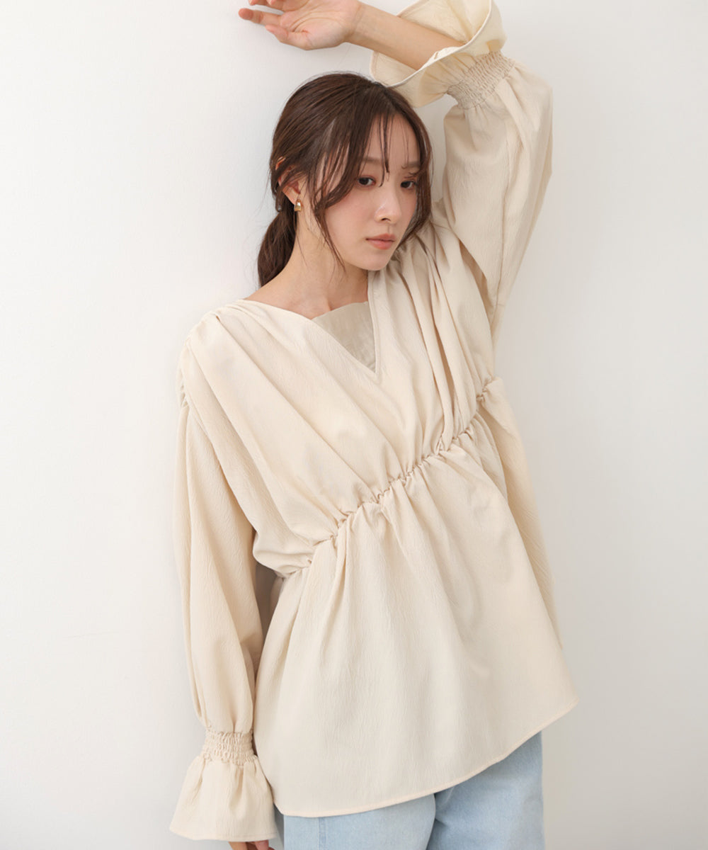 キャンディースリーブギャザーブラウス
