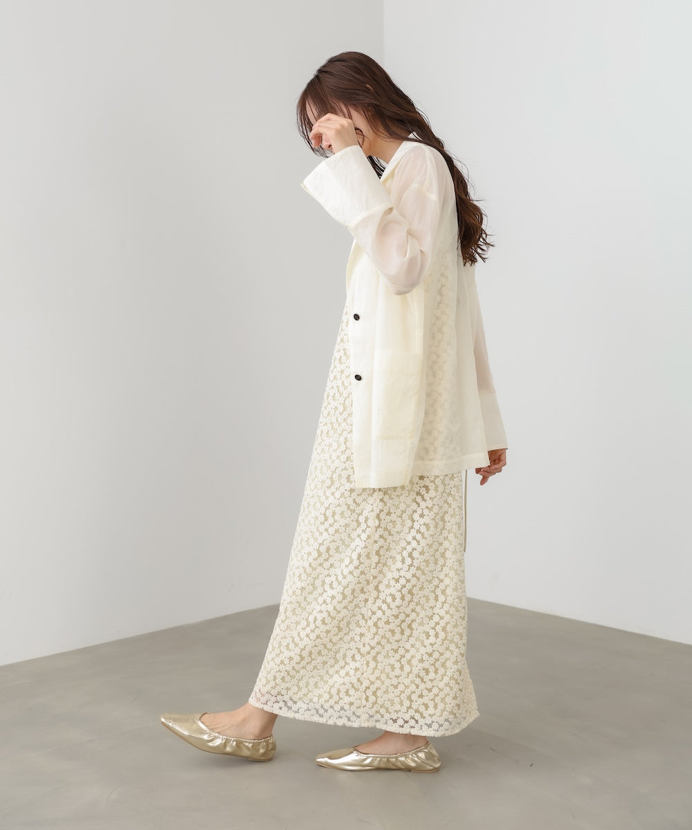 刺繍フラワーキャミワンピース