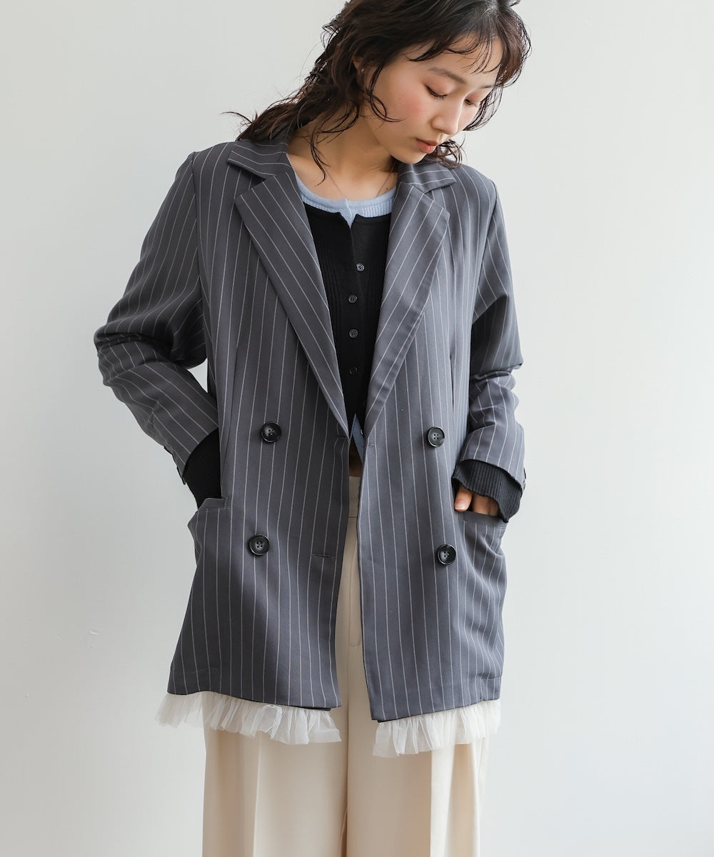 【スリーピース対応】裾フリルダブルジャケット【入卒にもおすすめ】