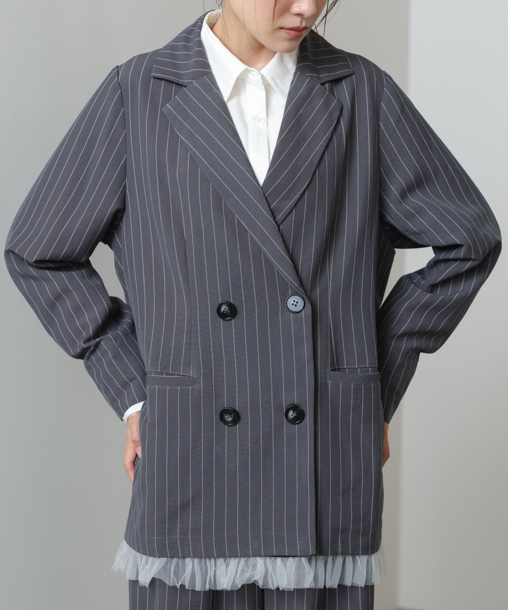 【スリーピース対応】裾フリルダブルジャケット【入卒にもおすすめ】